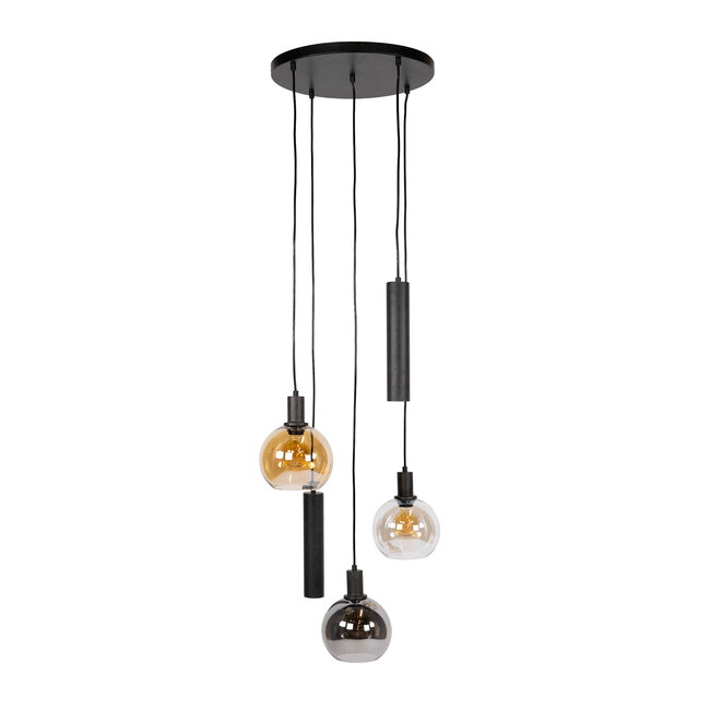 WoonStijl Hanglamp Sfera Tricolore getrapt 5-lichts Artic zwart