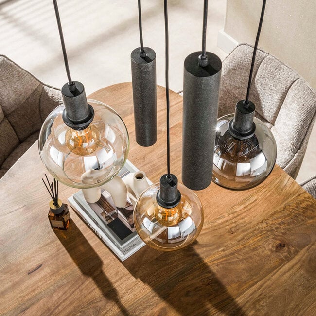 WoonStijl Hanglamp Sfera Tricolore getrapt 5-lichts Artic zwart