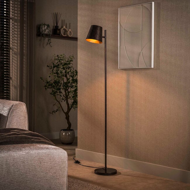 WoonStijl Vloerlamp 1L Flex verstelbare metalen kap Urban bruin