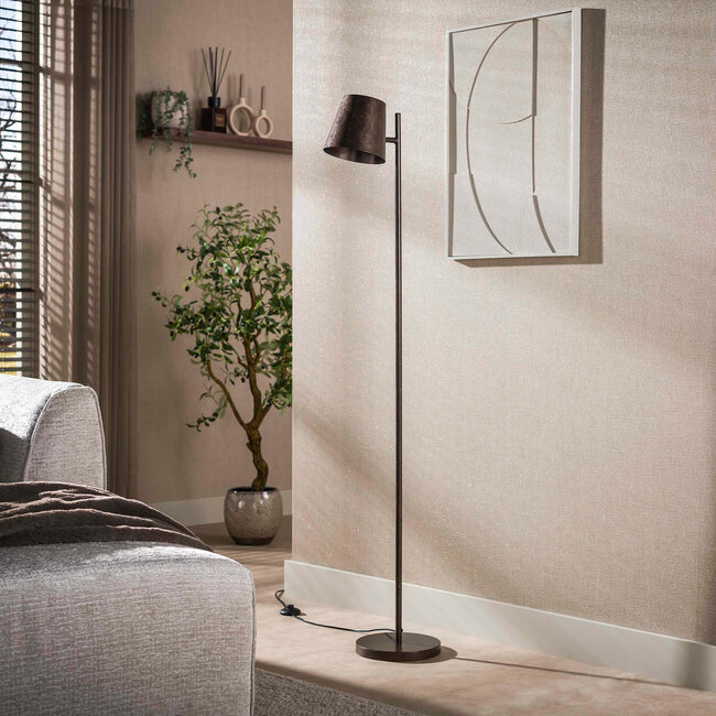 WoonStijl Vloerlamp 1L Flex verstelbare metalen kap Urban bruin