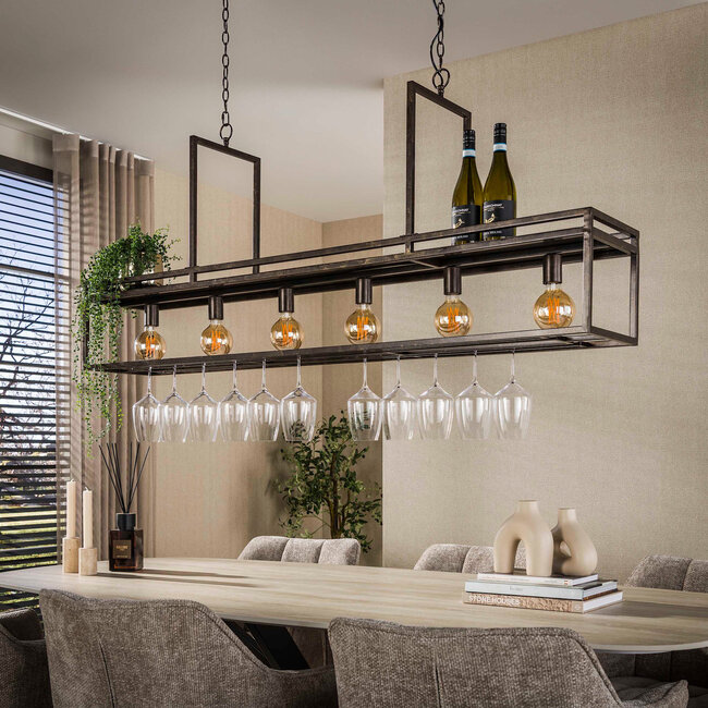 WoonStijl Hanglamp Decorate 6-lichts urban bruin
