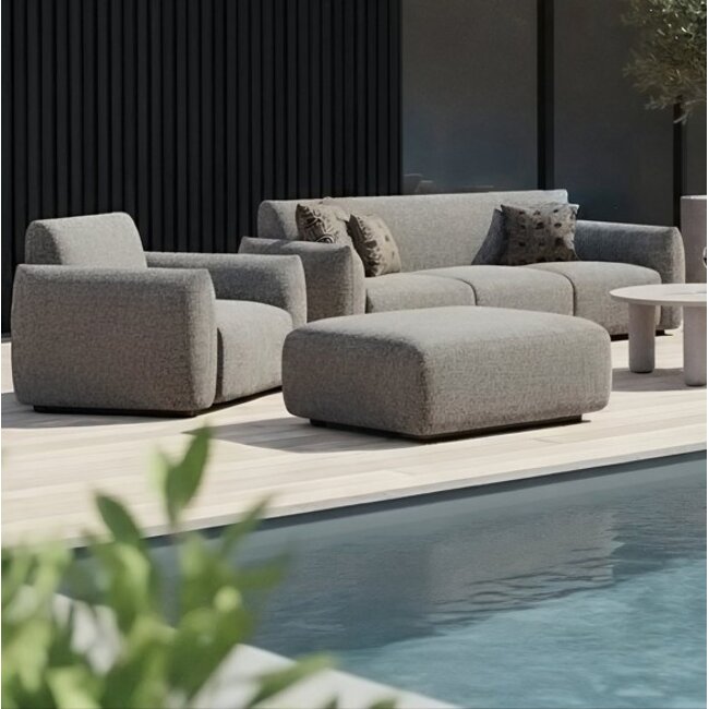 Richmond Interiors  Buiten poef & voetenbank Dawson greige alpine