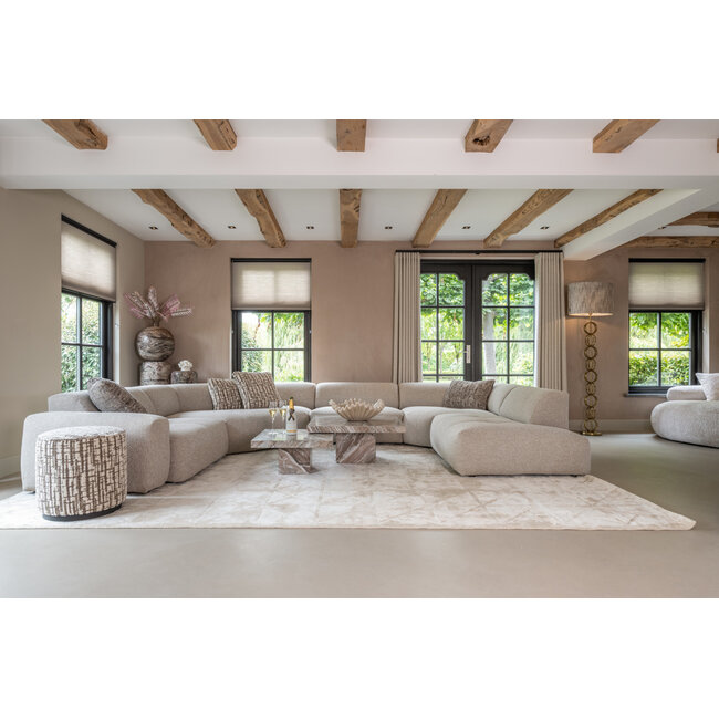 Richmond Interiors  Poef & Voetenbank Lexie greige 45Ø