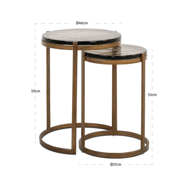 Richmond Interiors  Bijzettafel Cleo gold (Set van 2)