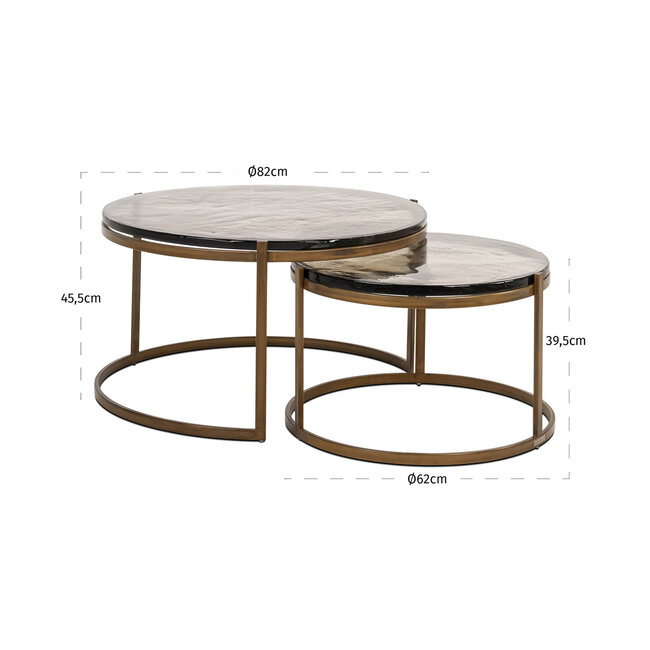Richmond Interiors  Salontafel Cleo goud (Set van 2)