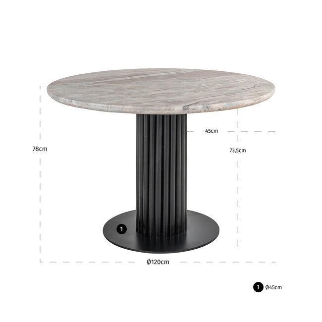 Richmond Interiors  Eettafel Nyon Blush beige 120Ø