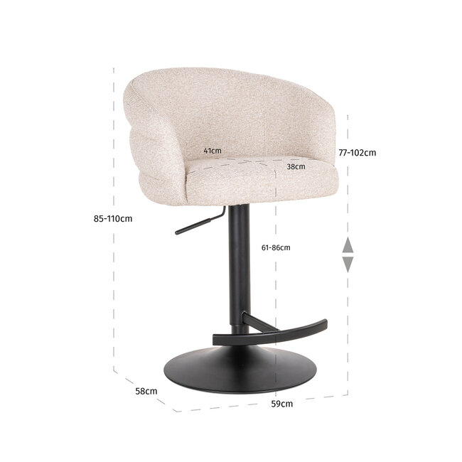 Richmond Interiors  Barstoel Nikki biscotti swivel fire retardant
