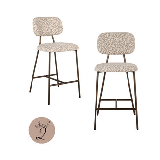 Richmond Interiors  Counterstoel Xenia beige leopard fire retardant (set van 2)
