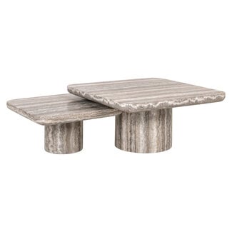 Richmond Interiors  Salontafel Denizly grey faux travertine (set van 2)
