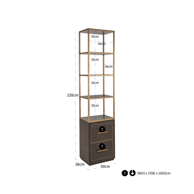 Richmond Interiors  Wandkast Carter brown small 2-drawers