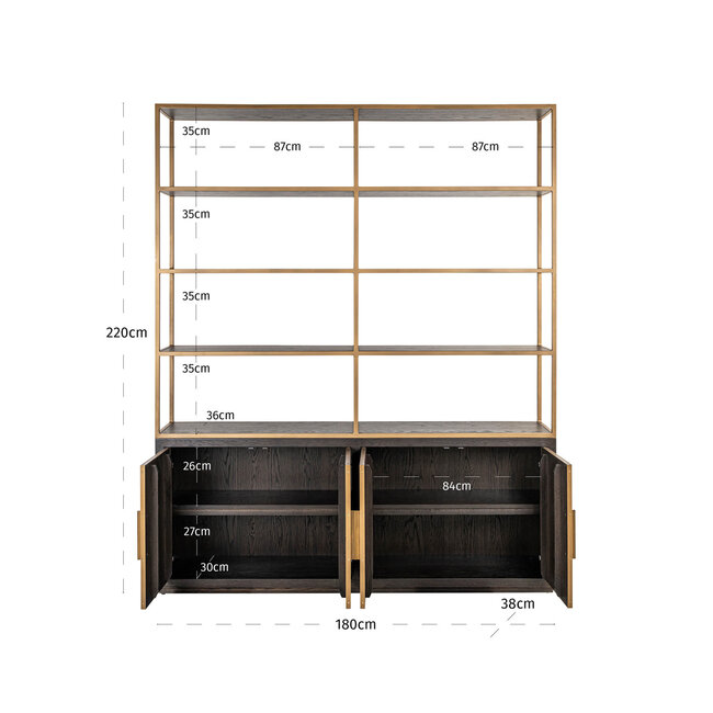 Richmond Interiors  Wandkast Carter brown large 4-doors