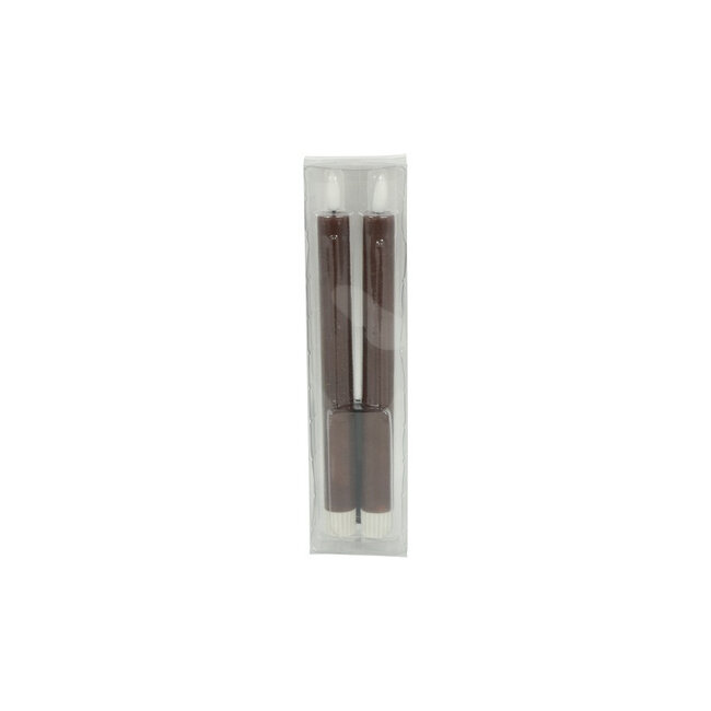 Countryfield Dinerkaars Rustiek Led Lyon set van 2 bruin 12.5 cm