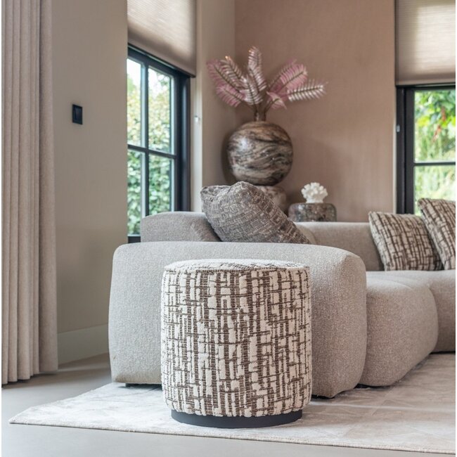 Richmond Interiors  Poef & Voetenbank Lexie greige 45Ø
