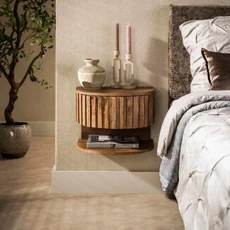 WoonStijl Nachtkastje Ridge shelve zwevend 1 lade mango zand
