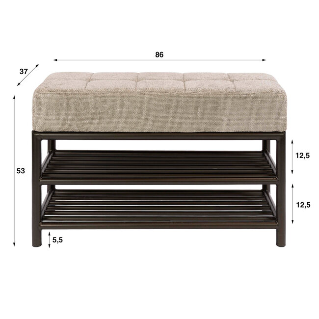 WoonStijl Schoenenbank Terra 85cm Drift bruin