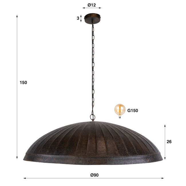 WoonStijl Hanglamp Guard 1-lichts Ø90cm  Smoked bruin