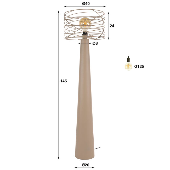 WoonStijl Vloerlamp Curl 1-lichts Urban beige