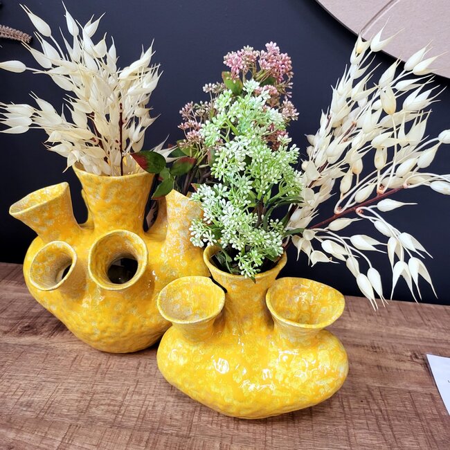 Light en Living Vaas deco 22,5x13,5x20 cm SIAJO keramiek geel-oranje