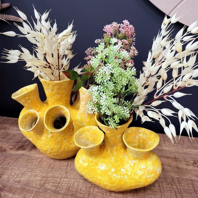Light en Living Vaas deco 22,5x13,5x20 cm SIAJO keramiek geel-oranje