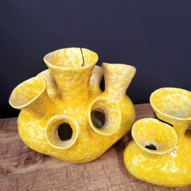 Light en Living Vaas deco 22,5x13,5x20 cm SIAJO keramiek geel-oranje