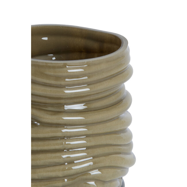 Light en Living Windlicht Ø11,5x10,5 cm MILYAN glas melk olijfgroen