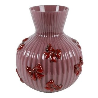 Countryfield Vaas met strik Noé L paars rood 24 x 24 x 27,5 cm