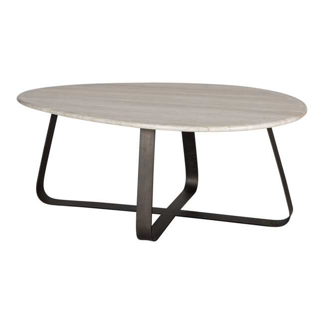 PTMD Salontafel Muka wit marmeren blad en grijs onderstel - hoog