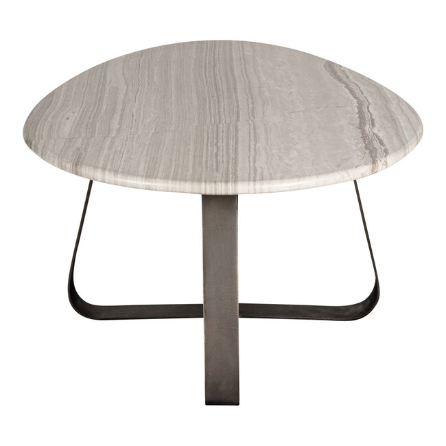 PTMD Salontafel Muka wit marmeren blad en grijs onderstel - laag