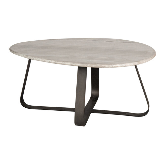 PTMD Salontafel Muka wit marmeren blad en grijs onderstel - laag