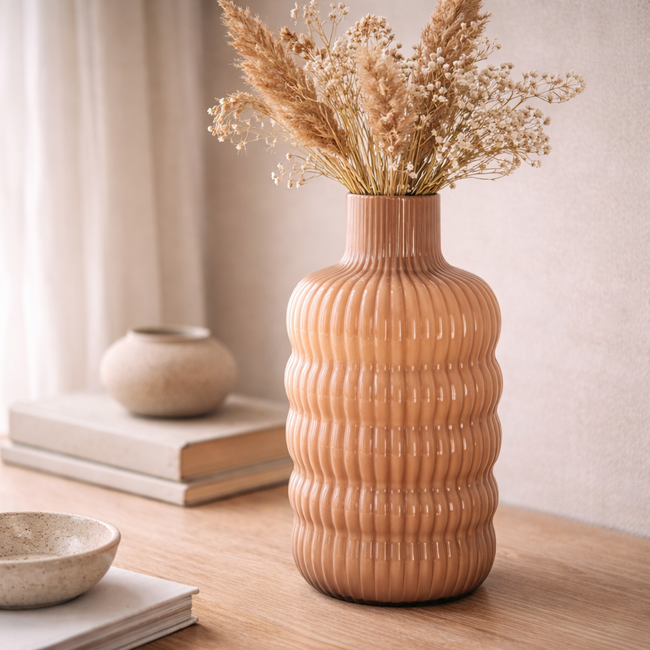 Light en Living Vaas Ø15,5x30 cm LUNETTE glas caramel