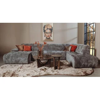 Tower Living Memphis Chaise Longue – 3 zits - Ottoman Rechts - Haga 16 charcoal