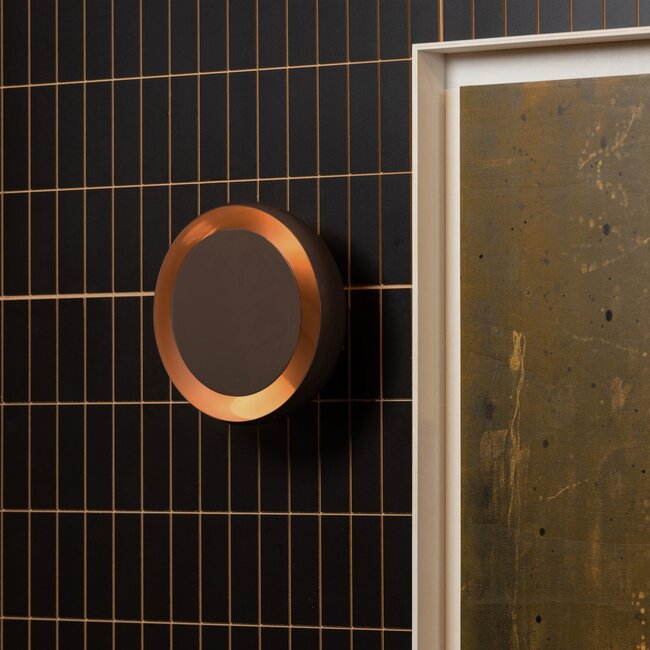 Woood Wandlamp Gloomy rond metaal bruin