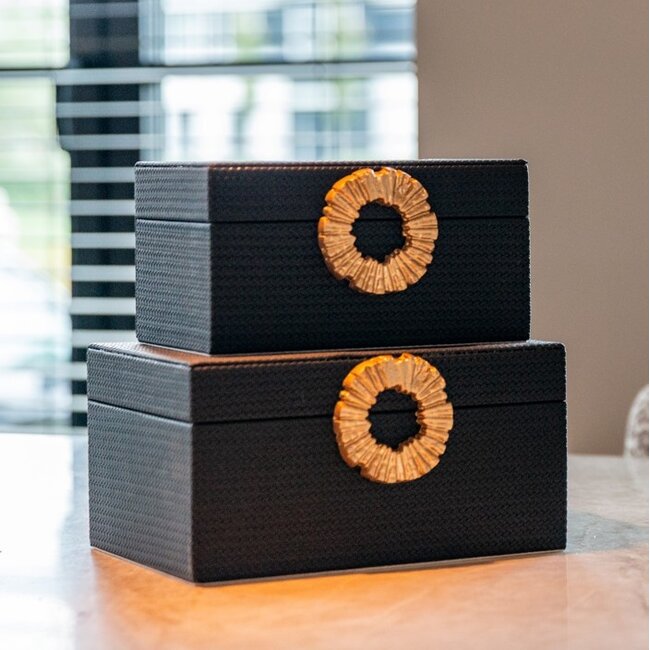Richmond Interiors  Opbergbox Amal groot zwart / goud
