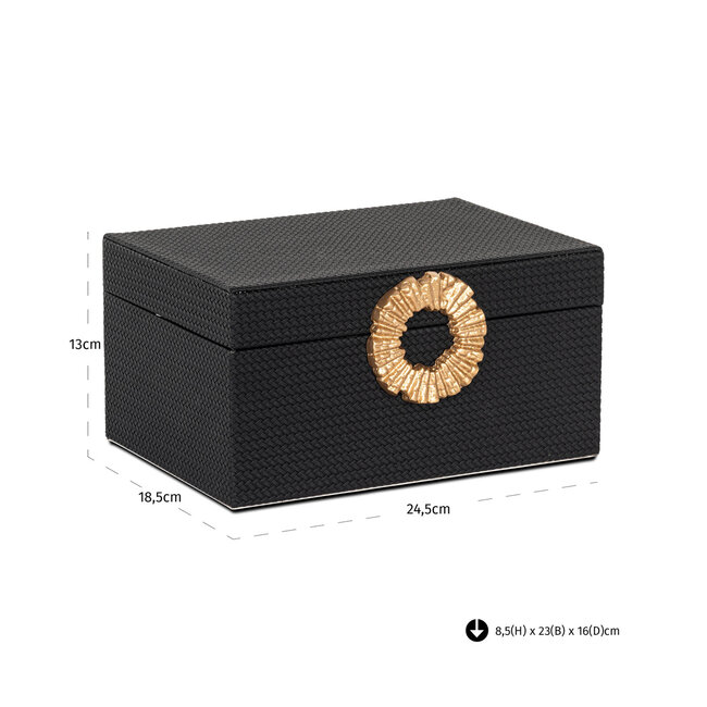 Richmond Interiors  Opbergbox Amal groot zwart / goud