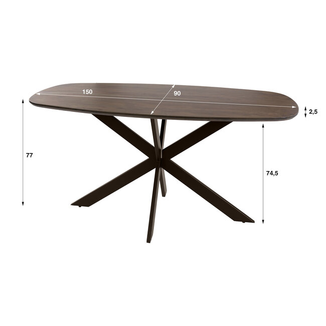 WoonStijl Eetkamertafel 150 Arhus solid bruin