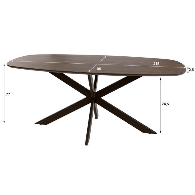 WoonStijl Eetkamertafel 215 Arhus solid bruin