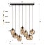 WoonStijl Hanglamp Chevron 4+3-lichts Smoke bruin glas