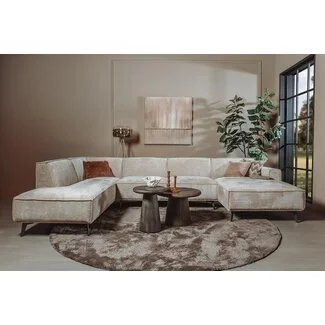 Tower Living Leeds Chaise Rechts - 2 5 zits - Ottoman Links - Touch 102 Beige