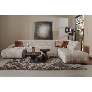Tower Living Memphis Chaise Longue – 3 zits - Ottoman Rechts - Haga 30 beige