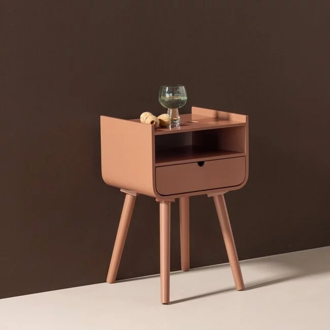 Woood Nils Nachtkastje/Bijzettafel Hout Oudroze [fsc]