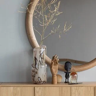 Woood Glivon Spiegel 100x100 Cm Hout Fineer Naturel