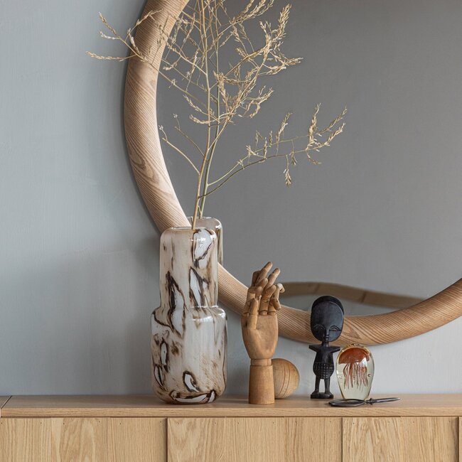 Woood Glivon Spiegel 100x100 Cm Hout Fineer Naturel