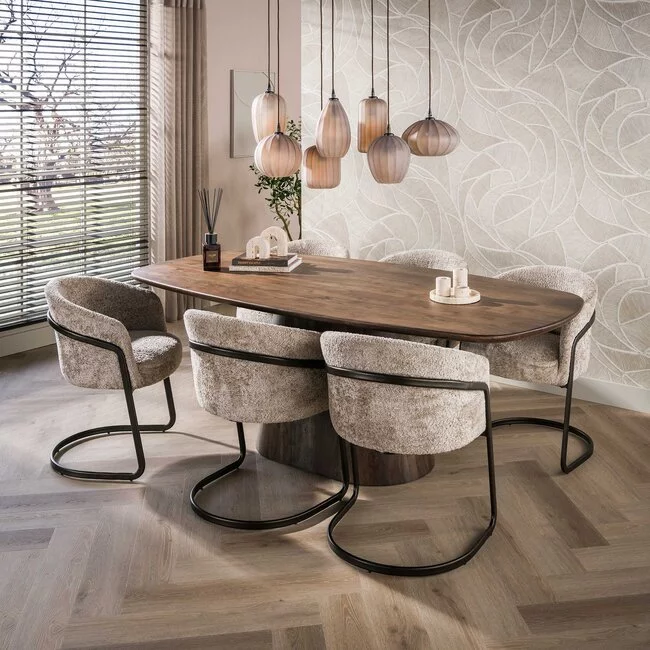 WoonStijl Hanglamp Altura 4+3-lichts Sienna bruin-frosted