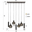 WoonStijl Hanglamp 4+3L Sfera tricolore Sienna bruin frosted