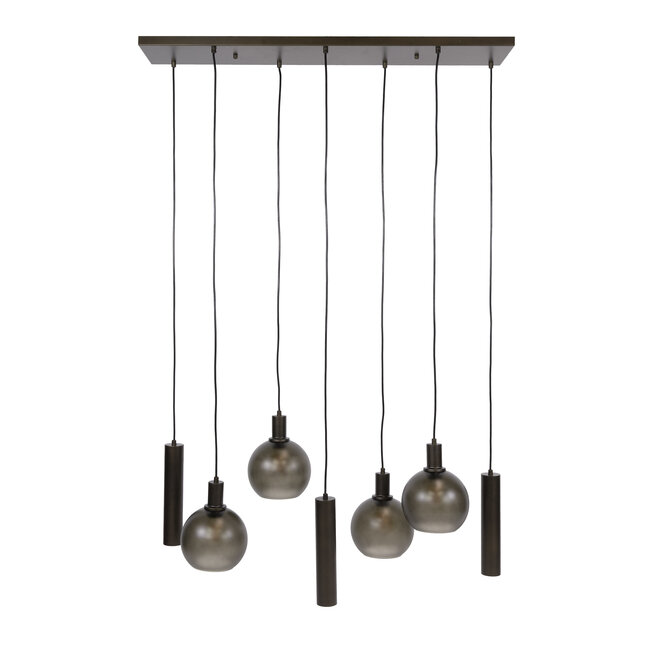 WoonStijl Hanglamp 4+3L Sfera tricolore Sienna bruin frosted