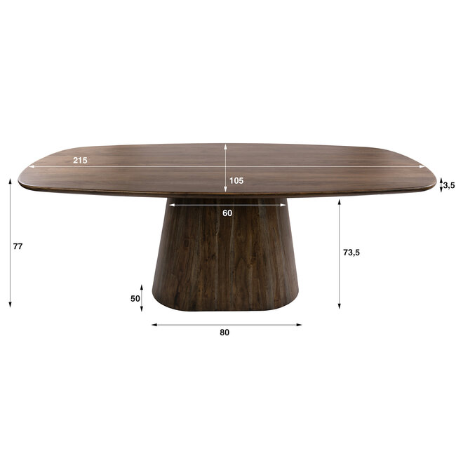 WoonStijl Eettafel Central Deens ovaal 215 cm acacia bruin