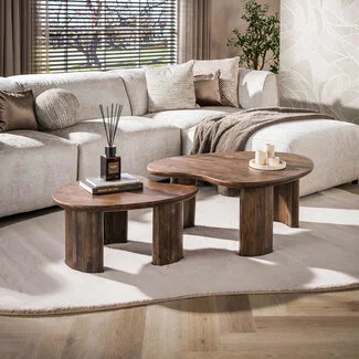 WoonStijl Salontafel Central set van 2 acacia bruin