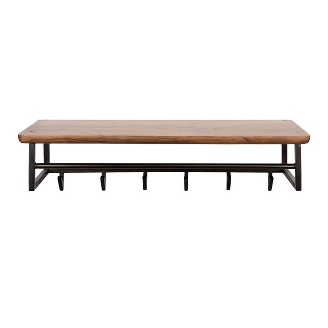WoonStijl Kapstok Edge Curve 6 haken acacia bruin