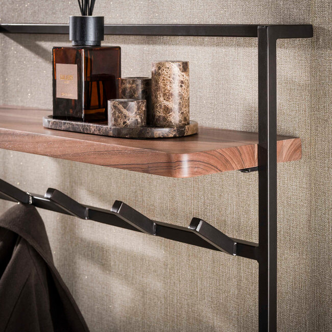 WoonStijl Kapstok Air Solid hoog 2x6 haken acacia bruin