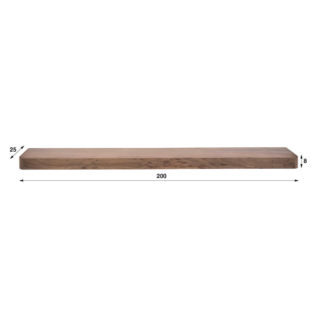 WoonStijl Wandplank Carve 200 cm acacia bruin